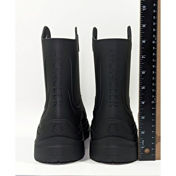 Moncler Women's Misty Black Round Toe Embossed Logo Rain Boots Size 41 MSRP $555 - Picture 8 of 12